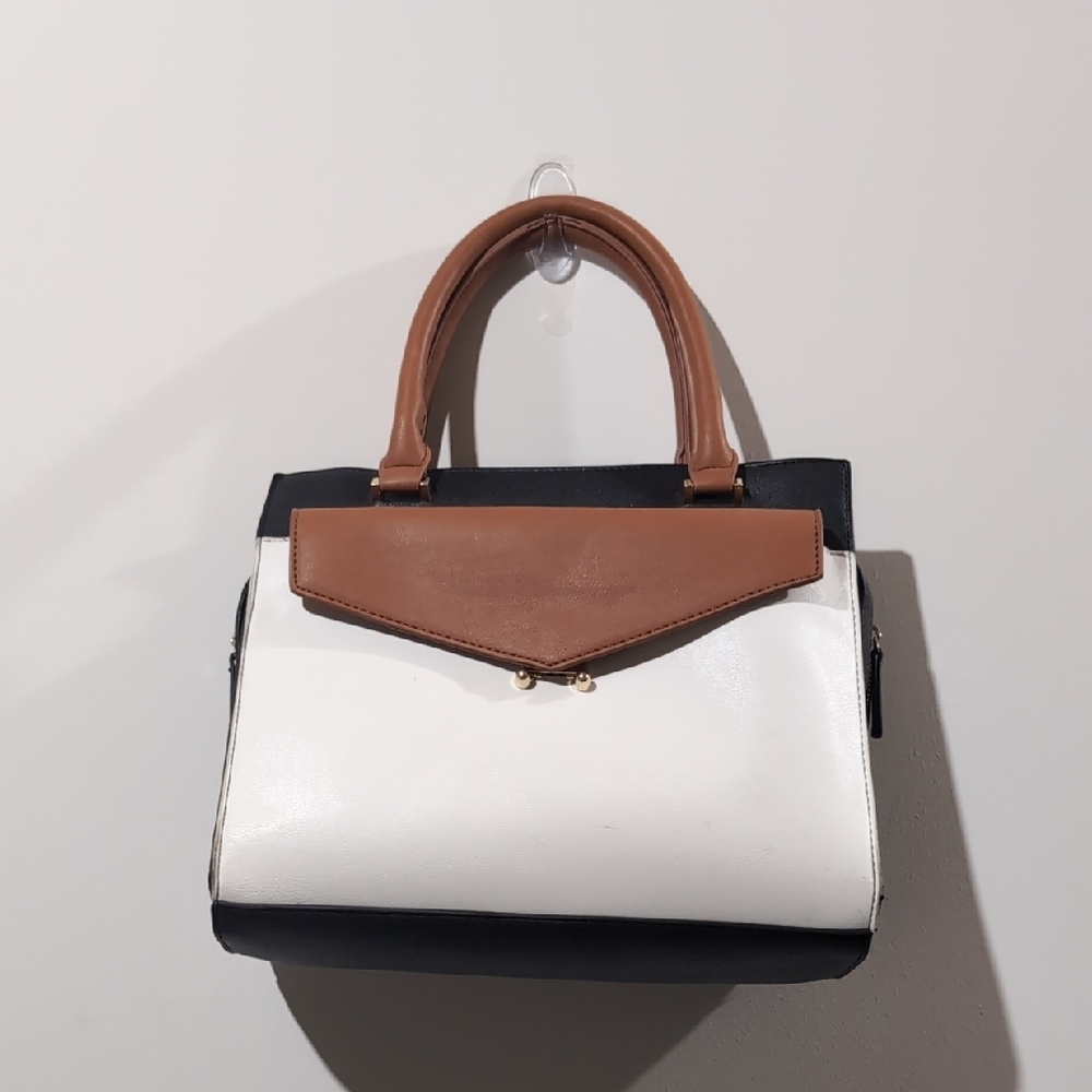 JustFab Black, White, and Brown Handbag
